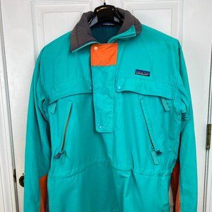 Vintage Patagonia Pullover Snap Anorak Jacket Teal Orange Size S windbreaker 90s